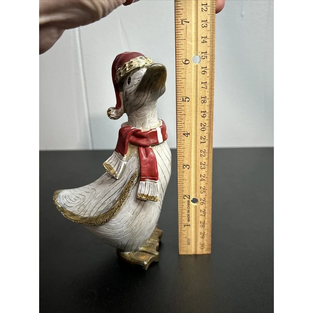 Tii Collections Christmas Goose with Scarf Figurine Resin~Wood Grain Look - Picture 12 of 12